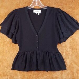 ba&sh Elegant Stockholm style Black Button-Up Blouse